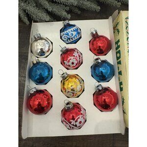 HOLLY Old Fashioned Glass Christmas Tree Ornaments Vintage
